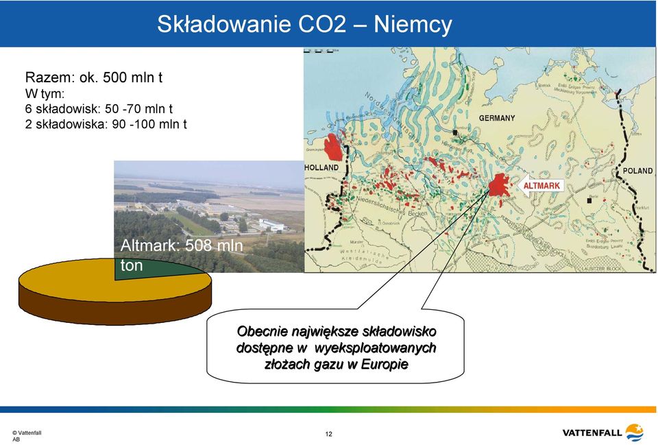 składowiska: 90-100 mln t Altmark: 508 mln ton