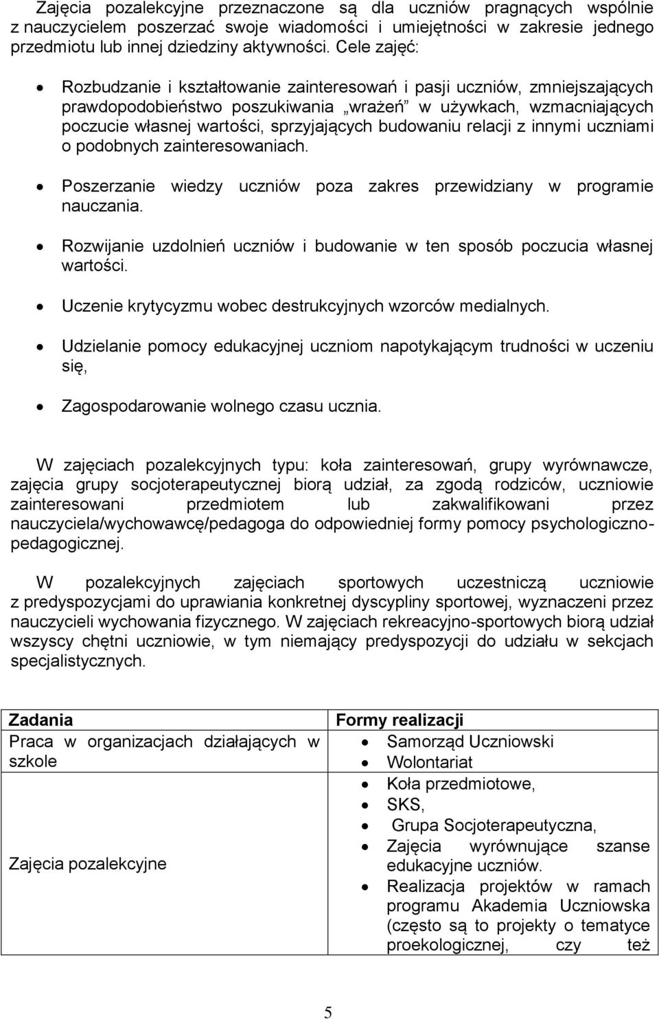 budowaniu relacji z innymi uczniami o podobnych zainteresowaniach. Poszerzanie wiedzy uczniów poza zakres przewidziany w programie nauczania.
