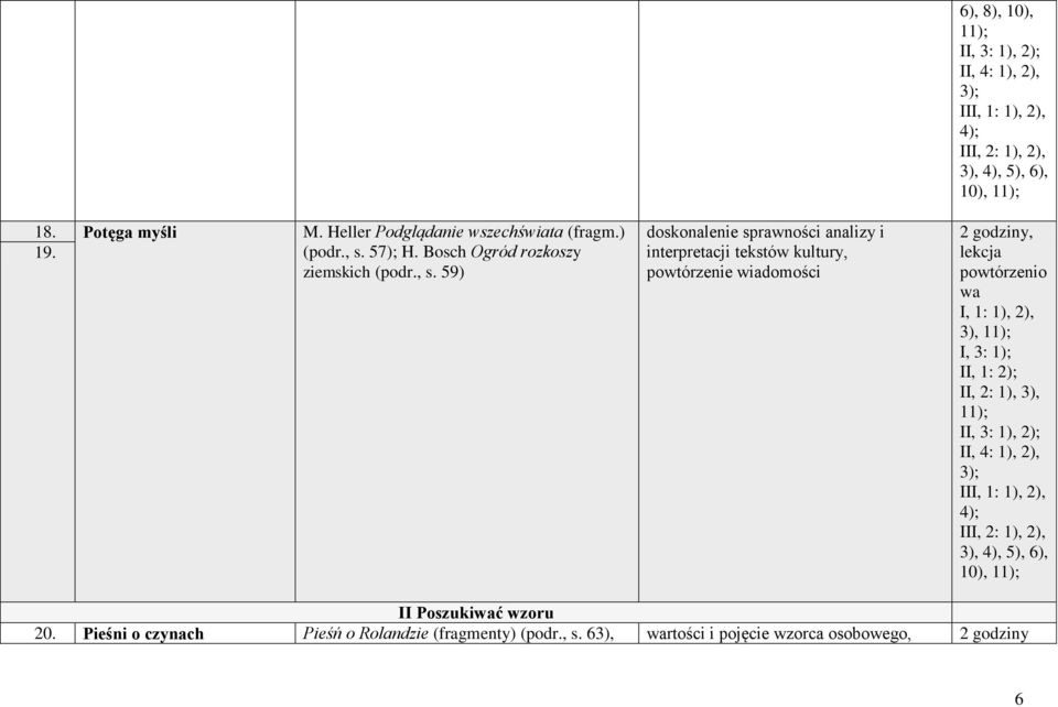 59) doskonalenie sprawności analizy i interpretacji tekstów kultury, powtórzenie wiadomości 6), 8), 10), II