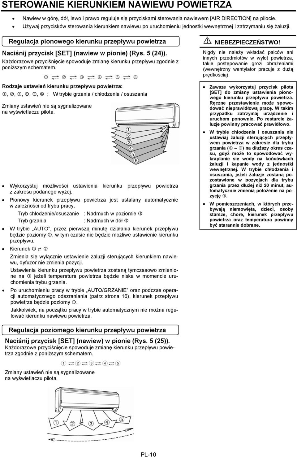 Każdorazowe przyciśnięcie spowoduje zmianę kierunku przepływu zgodnie z poniższym schematem.