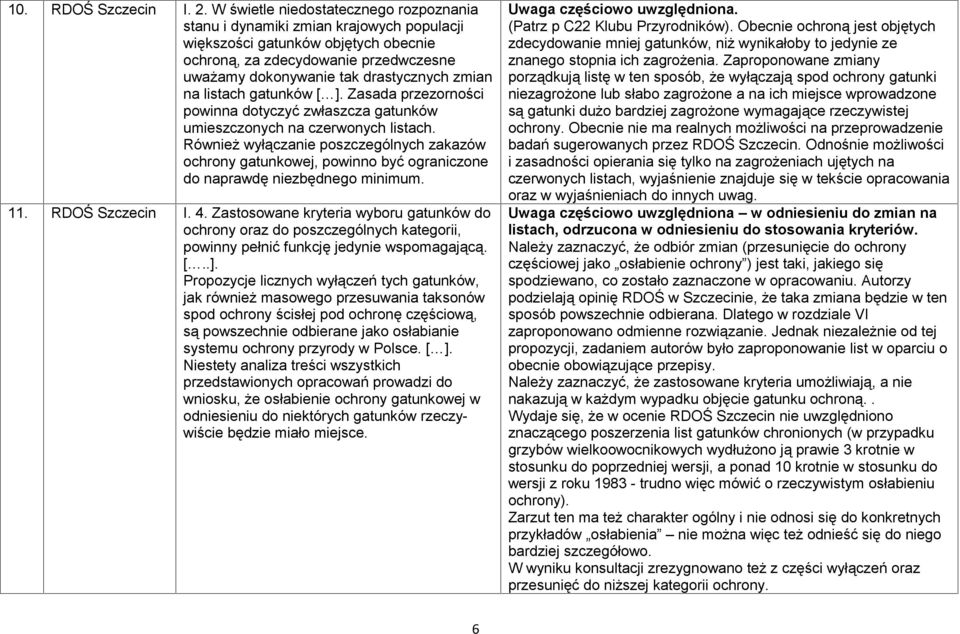 na listach gatunków [ ]. Zasada przezorności powinna dotyczyć zwłaszcza gatunków umieszczonych na czerwonych listach.