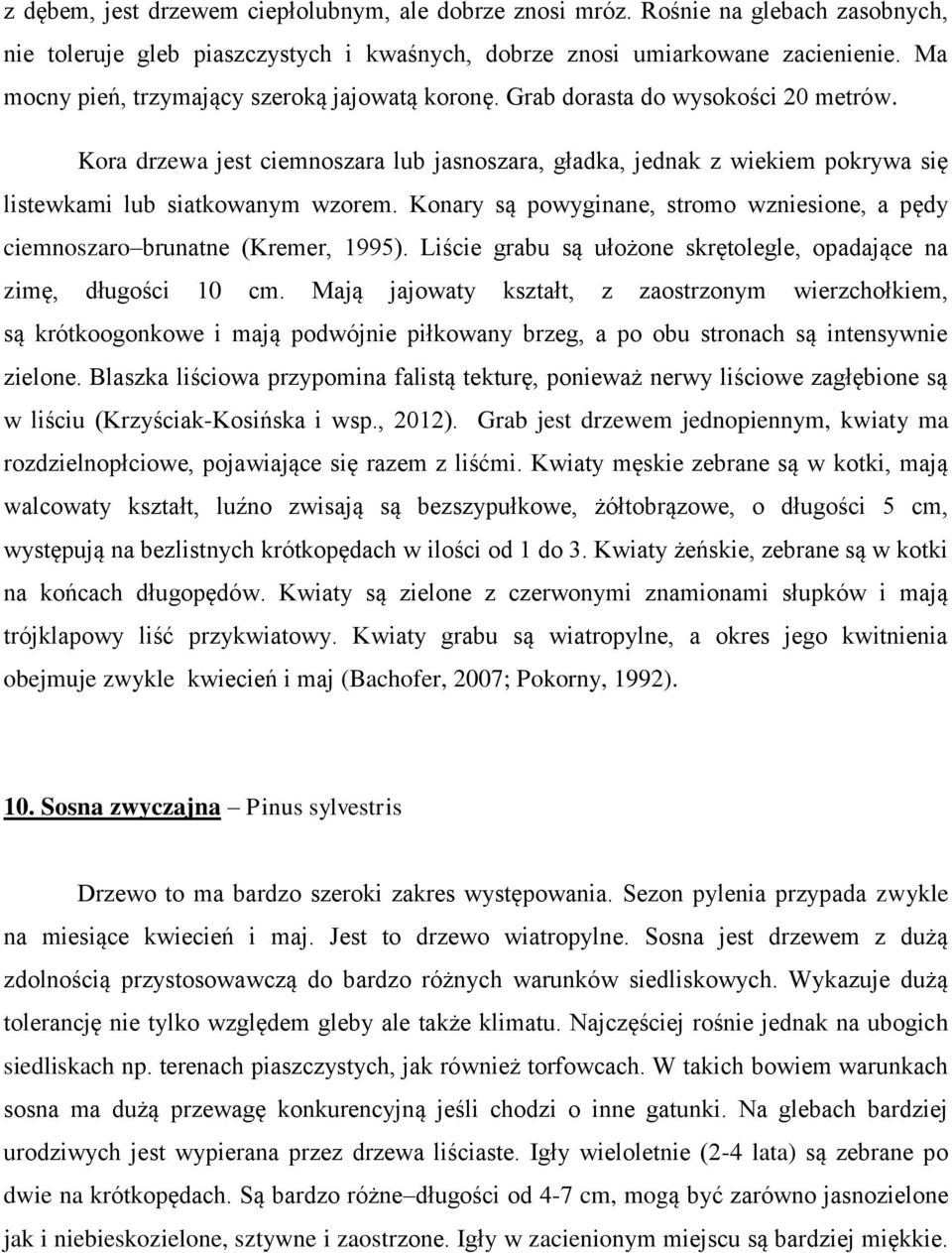 Kora drzewa jest ciemnoszara lub jasnoszara, gładka, jednak z wiekiem pokrywa się listewkami lub siatkowanym wzorem.