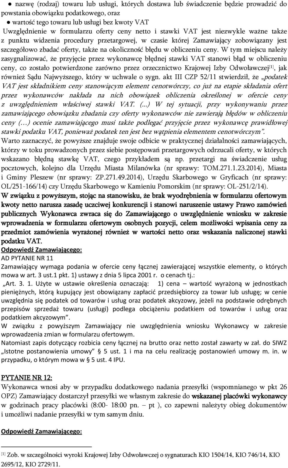 w obliczeniu ceny.