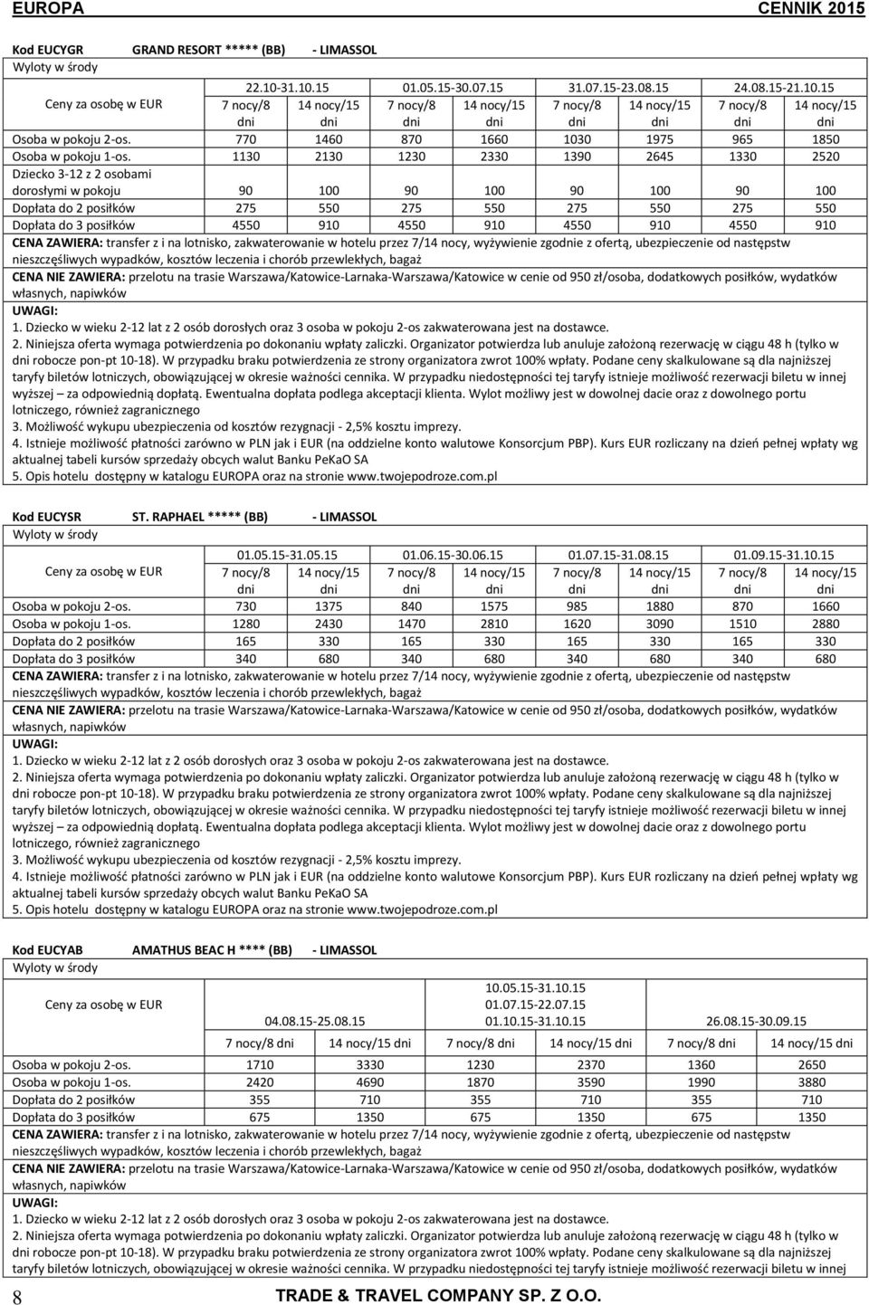 CENA ZAWIERA: transfer z i na lotnisko, zakwaterowanie w hotelu przez 7/14 nocy, wyżywienie zgoe z ofertą, ubezpieczenie od następstw robocze pon-pt 10-18).