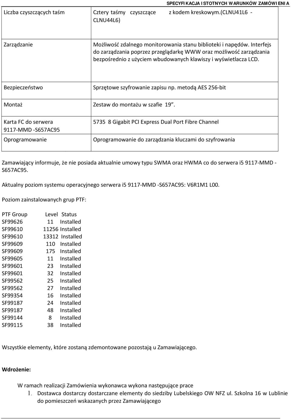 metodą AES 256 bit Montaż Zestaw do montażu w szafie 19.
