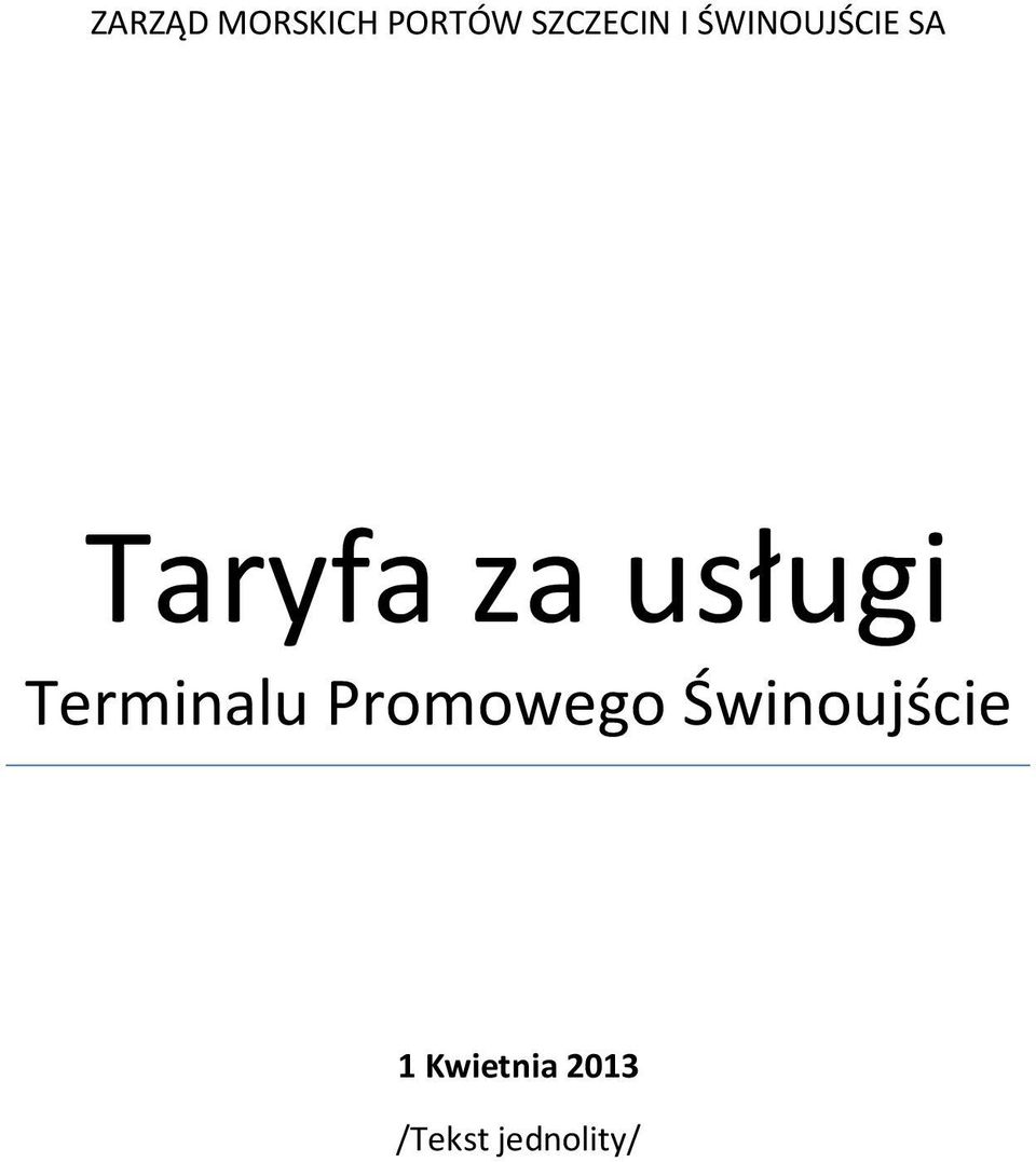 usługi Terminalu Promowego