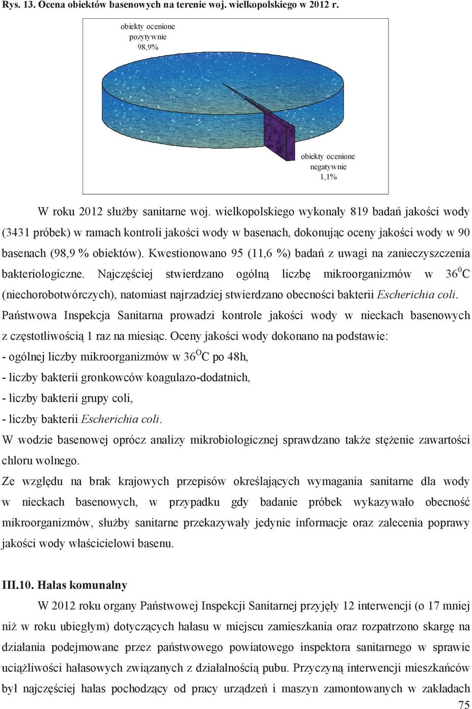 Kwestionowano 95 (11,6 %) bada z uwagi na zanieczyszczenia bakteriologiczne.