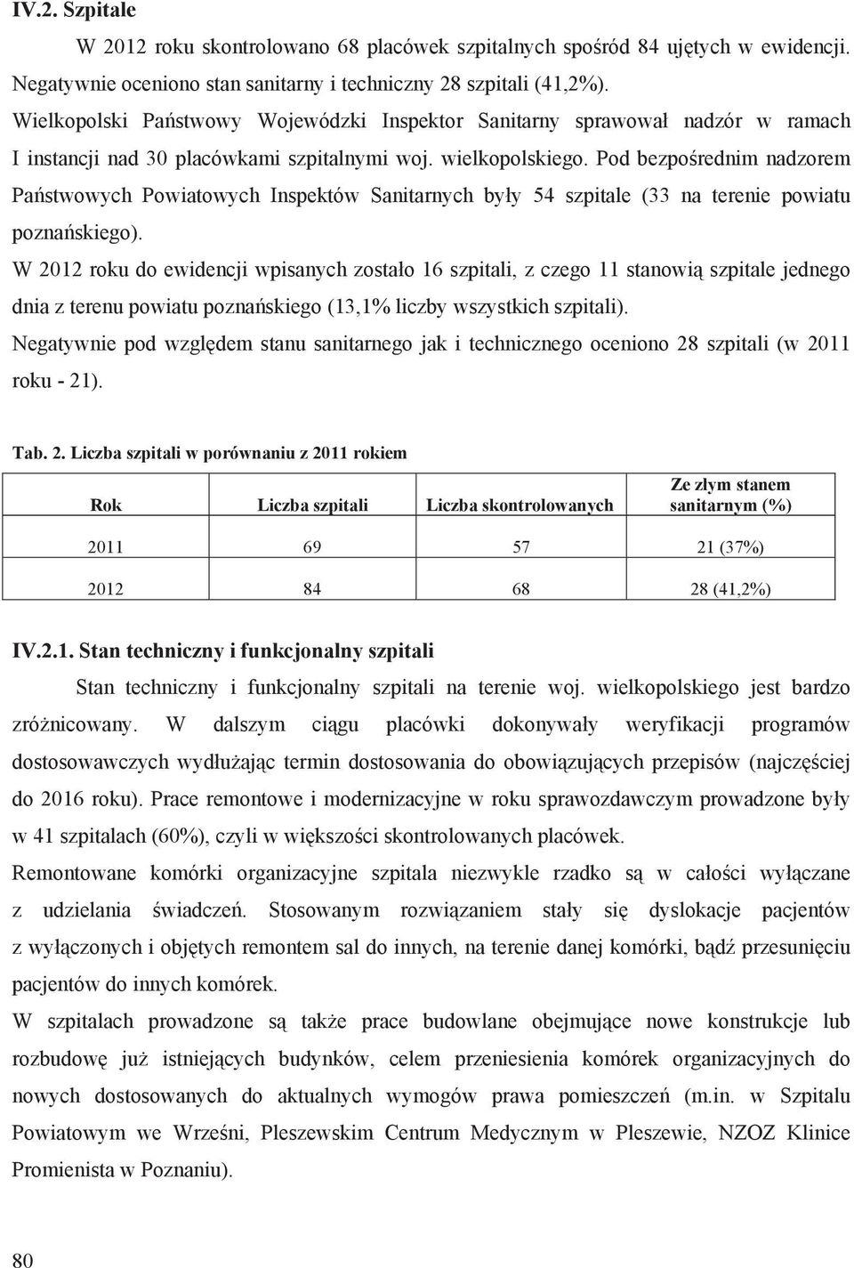 Pod bezpo rednim nadzorem Pa stwowych Powiatowych Inspektów Sanitarnych by y 54 szpitale (33 na terenie powiatu pozna skiego).