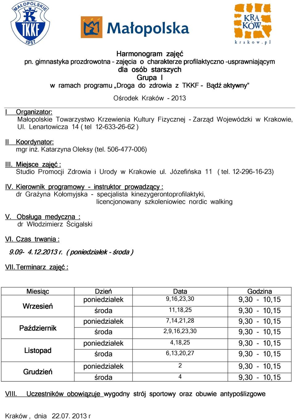 ( poniedziałek - środa ) V.