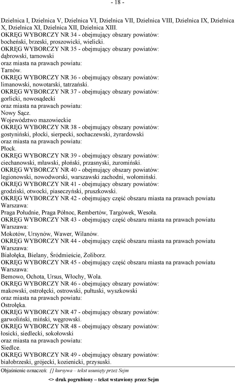 OKRĘG WYBORCZY NR 36 - obejmujący obszary powiatów: limanowski, nowotarski, tatrzański. OKRĘG WYBORCZY NR 37 - obejmujący obszary powiatów: gorlicki, nowosądecki Nowy Sącz.