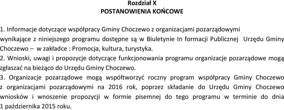 Gminy Choczewo w zakładce : Promocja, kultura, turystyka. 2.
