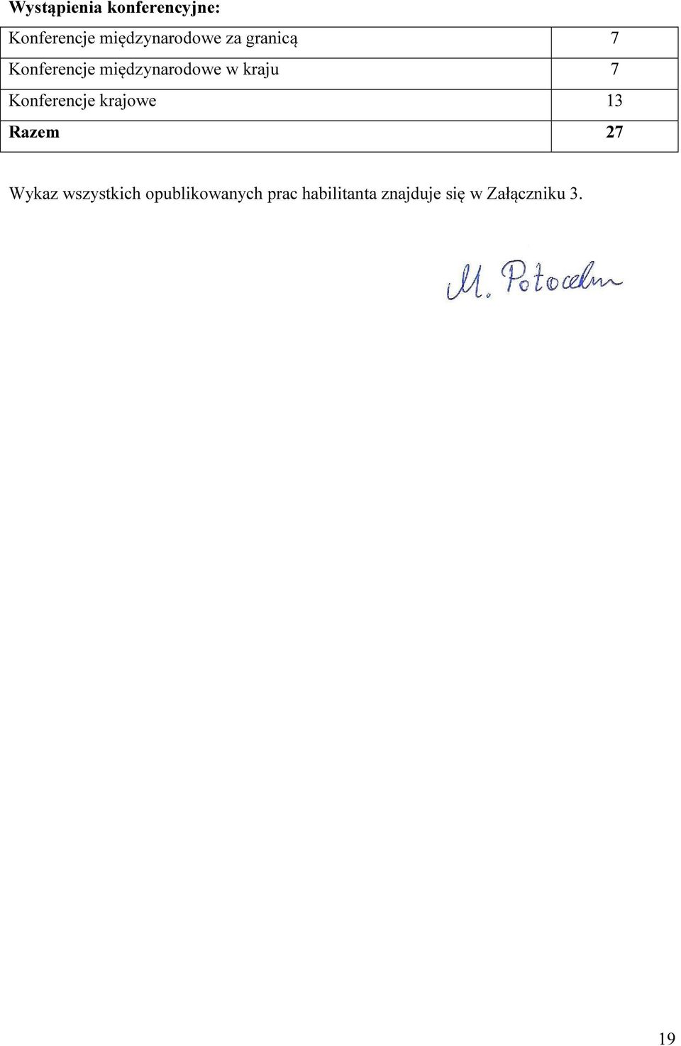 Konferencje krajowe 13 Razem 27 Wykaz wszystkich