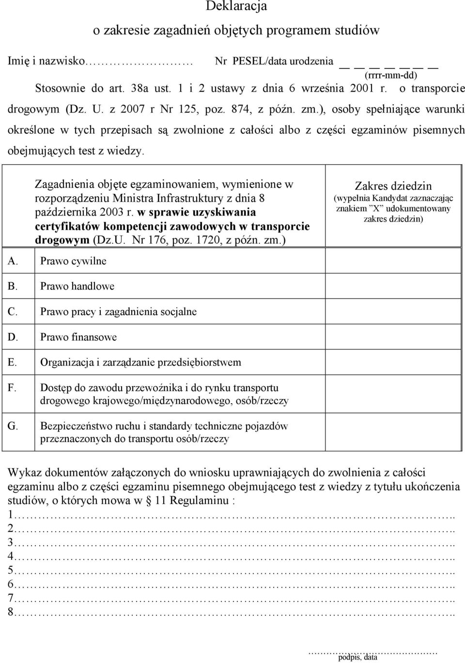 ), osoby spełniające warunki określone w tych przepisach są zwolnione z całości albo z części egzaminów pisemnych obejmujących test z wiedzy.