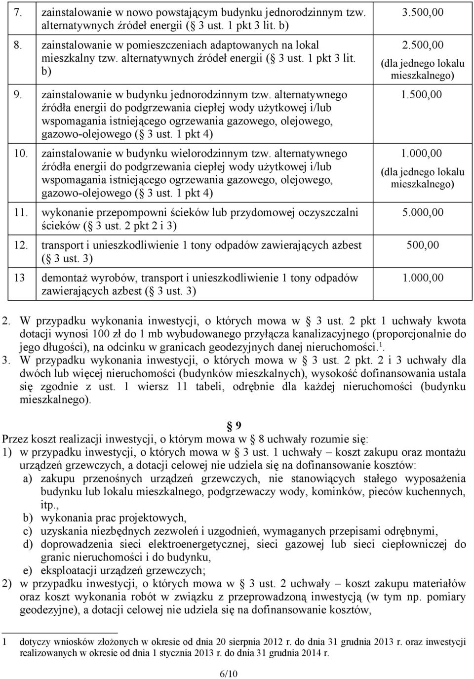 alternatywnego źródła energii do podgrzewania ciepłej wody użytkowej i/lub wspomagania istniejącego ogrzewania gazowego, olejowego, gazowo-olejowego ( 3 ust. 1 pkt 4) 10.