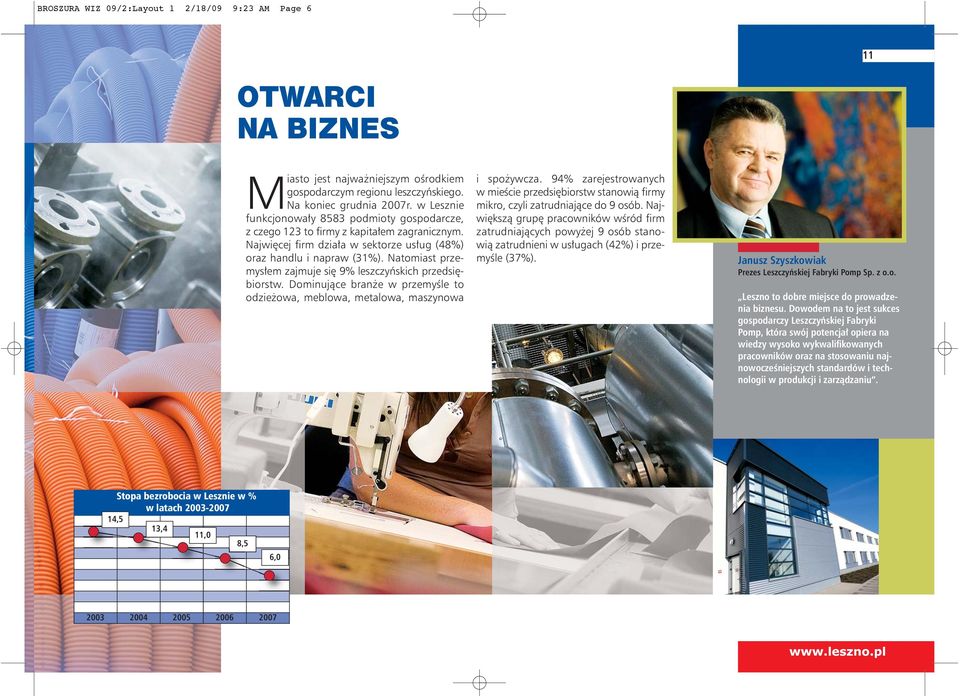 Natomiast przemysłem zajmuje się 9% leszczyńskich przedsiębiorstw. Dominujące branże w przemyśle to odzie żowa, meblowa, metalowa, maszynowa i spożywcza.
