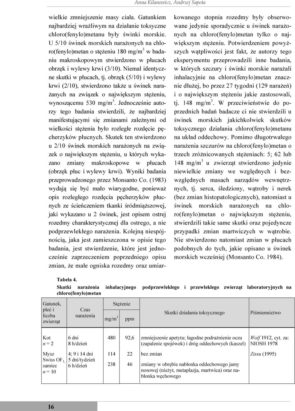 obrzęk (5/10) i wylewy krwi (2/10), stwierdzono także u świnek narażanych na związek o największym stężeniu, wynoszącemu 530 mg/m 3.