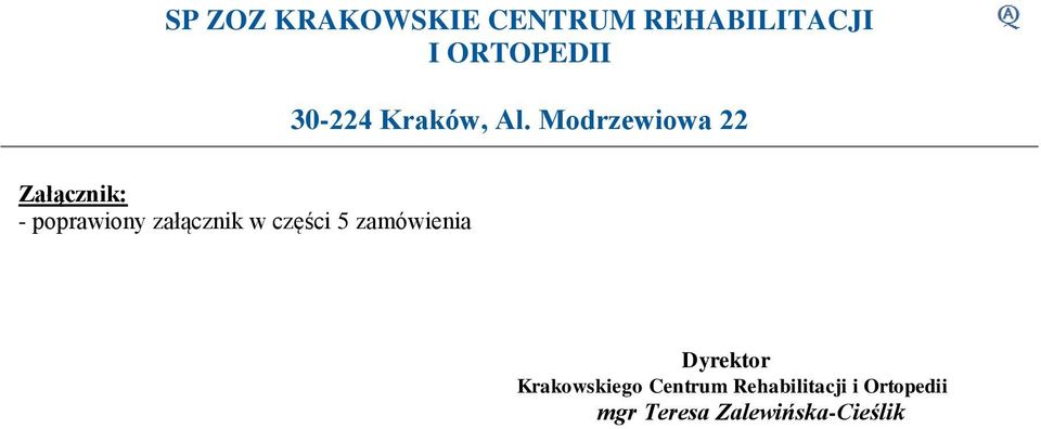 Krakowskiego Centrum Rehabilitacji