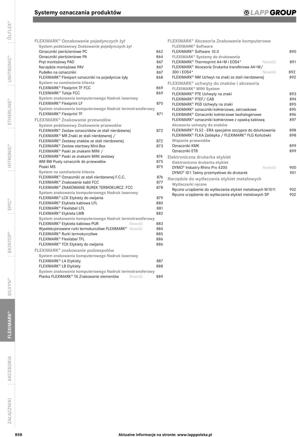 870 System znakowania komputerowego Nadruk termotransferowy Flexiprint TF 871 Znakowanie przewodów System podstawowy Znakowanie przewodów Zestaw oznaczników ze stali nierdzewnej 872 MR Znaki ze stali