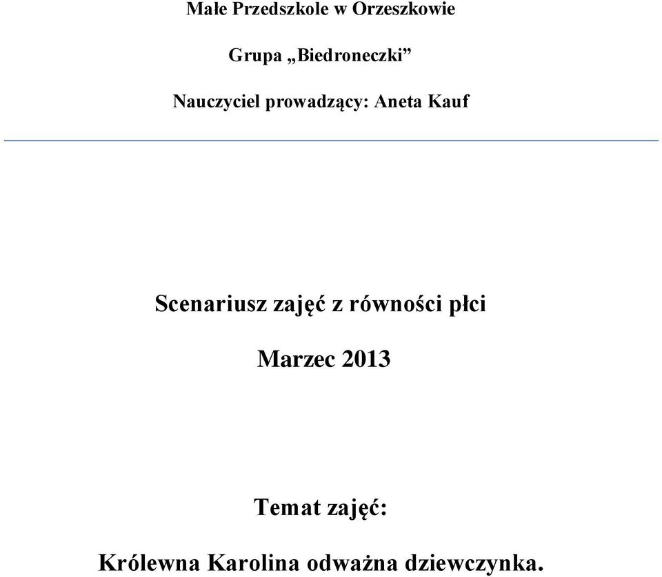 Kauf Scenariusz zajęć z równości płci Marzec