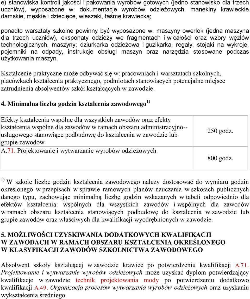 technologicznych, maszyny: dziurkarka odzieżowa i guzikarka, regały, stojaki na wykroje, pojemniki na odpady, instrukcje obsługi maszyn oraz narzędzia stosowane podczas użytkowania maszyn.