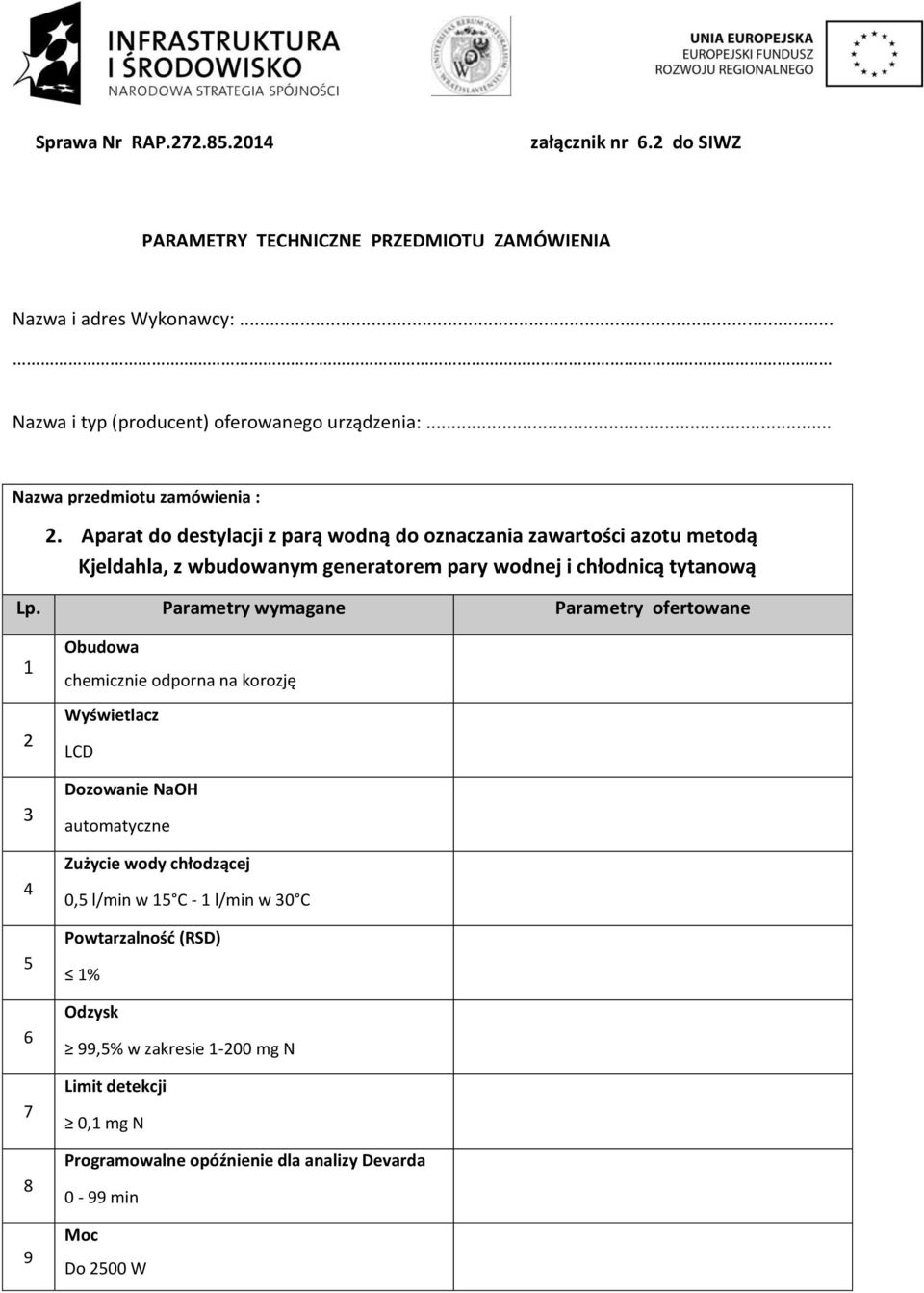Aprt do destylji z prą wodną do oznzni zwrtośi zotu metodą Kjeldhl, z wudownym genertorem pry wodnej i hłodnią tytnową 1 2 3 4 5 6 7 8 9 Oudow