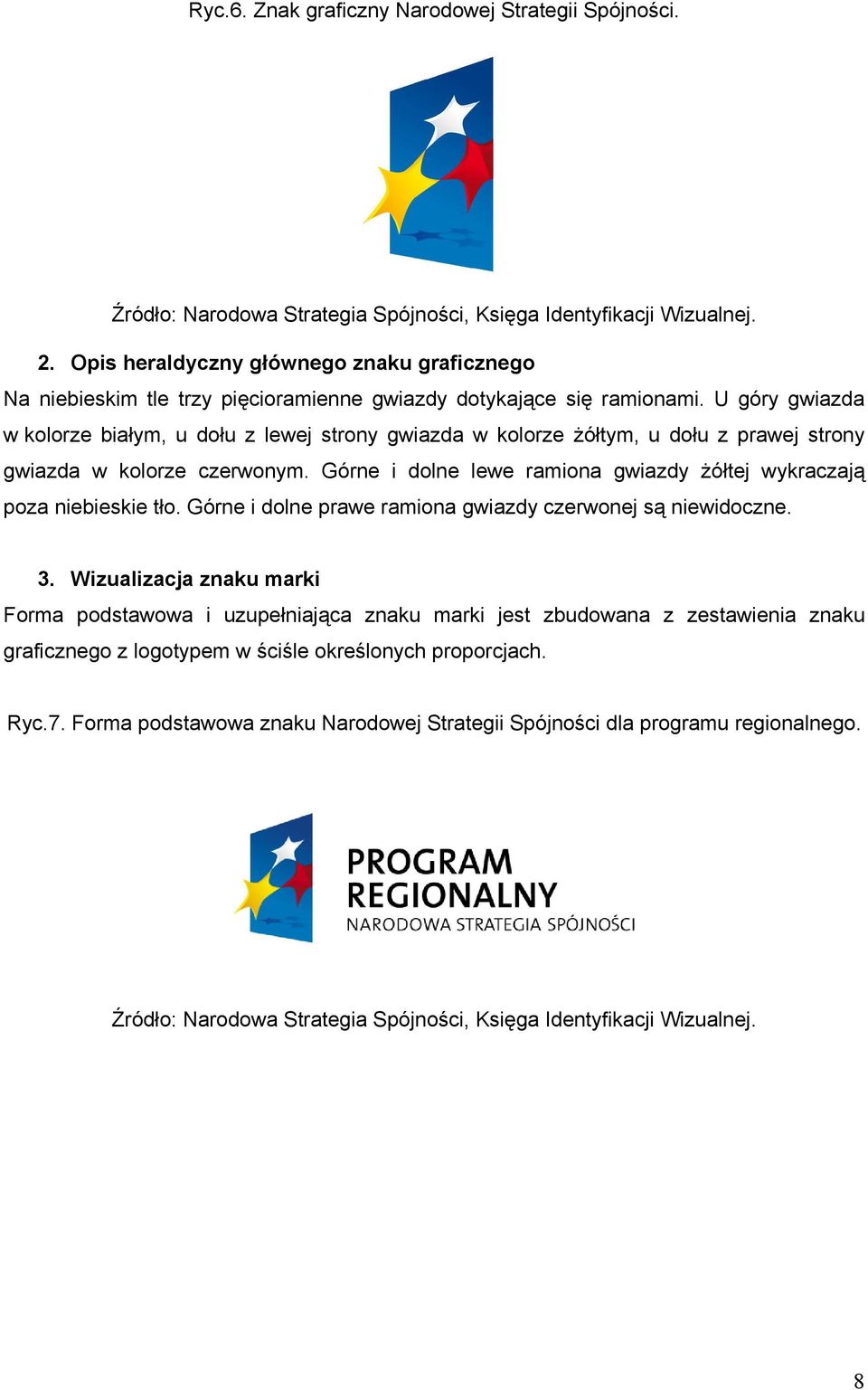 U góry gwiazda w kolorze białym, u dołu z lewej strony gwiazda w kolorze żółtym, u dołu z prawej strony gwiazda w kolorze czerwonym.