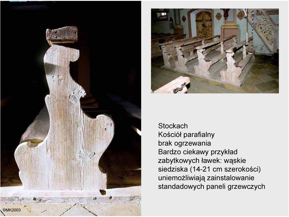ławek: wąskie siedziska (14-21 cm szerokości)