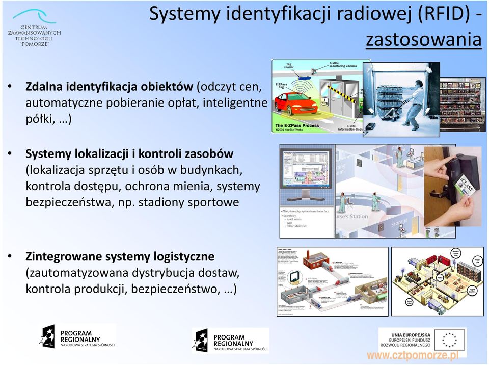 (lokalizacja sprzętu i osób w budynkach, kontrola dostępu, ochrona mienia, systemy bezpieczeństwa, np.