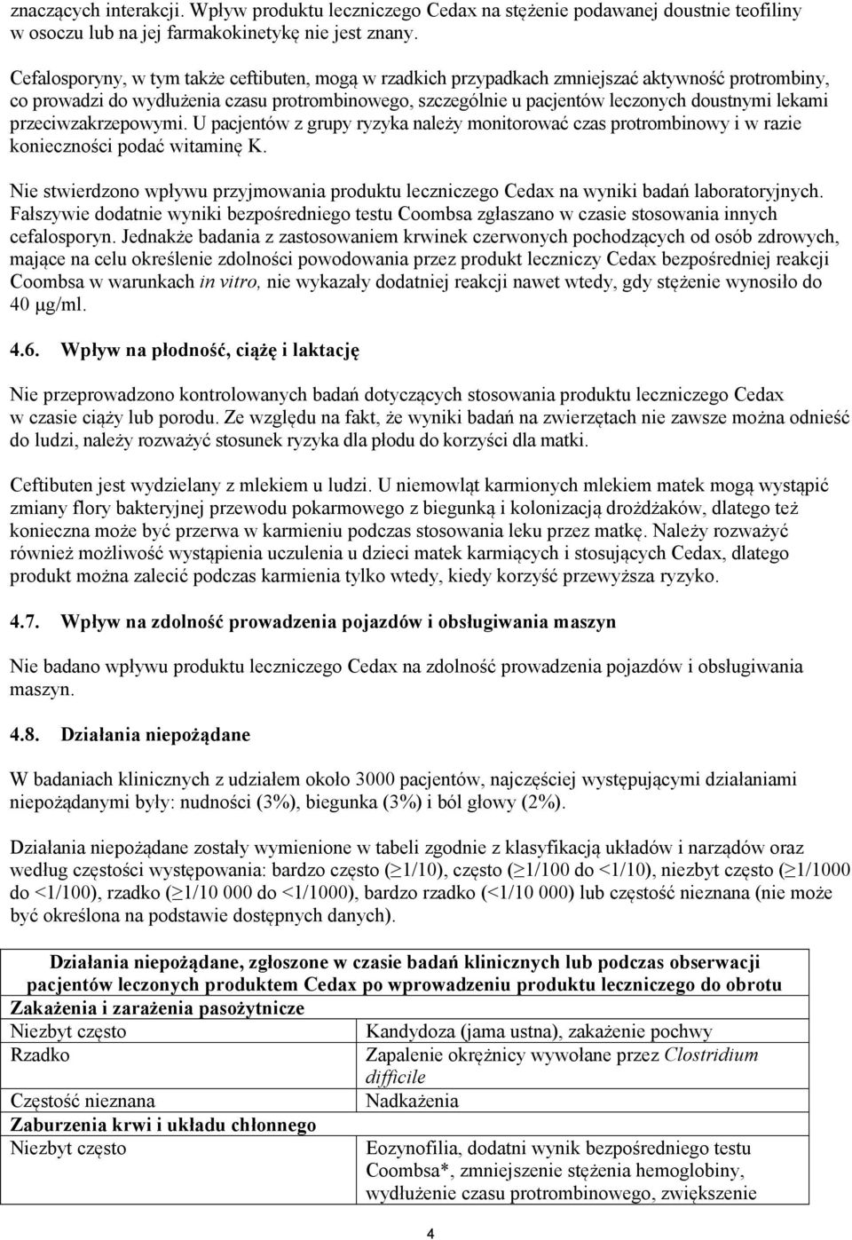lekami przeciwzakrzepowymi. U pacjentów z grupy ryzyka należy monitorować czas protrombinowy i w razie konieczności podać witaminę K.