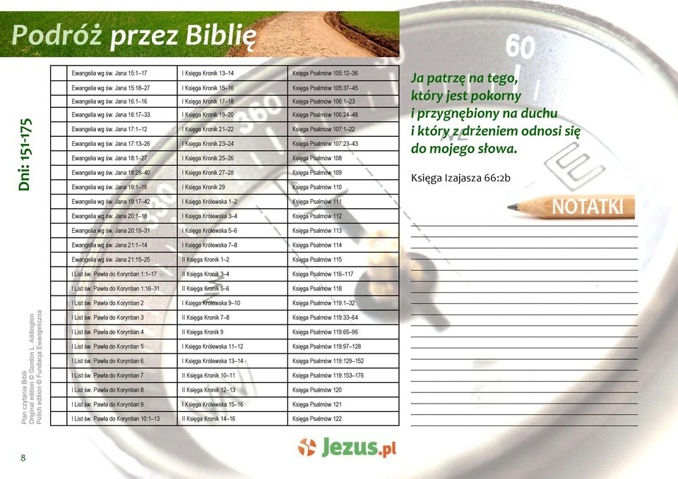 1:39 80 3 4 Psalmów 2 Jana 17:13 26 Kronik 23 24 Psalmów 107:23 43 3. 2:1 20 5 6 Psalmów 3 do mojego słowa. 4. Jana 18:1 27 2:21 52 Kronik 25 26 Psalmów 108 Psalmów 4 5.