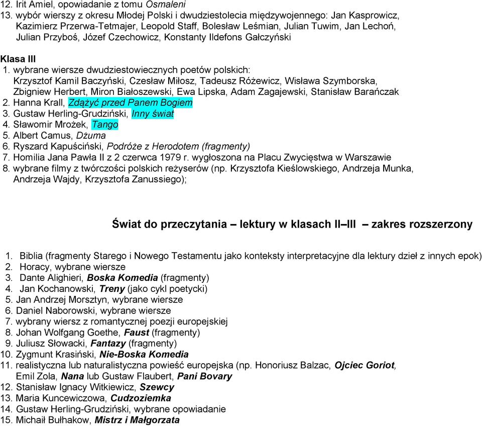 Czechowicz, Konstanty Ildefons Gałczyński Klasa III 1.