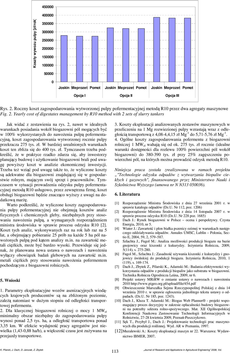 2, nawet w idealnych warunkach posiadania wokół biogazowni pól mogących być w 100% wykorzystanych do nawożenia pulpą pofermentacyjną, koszt zagospodarowania wytworzonej rocznie pulpy przekracza 275