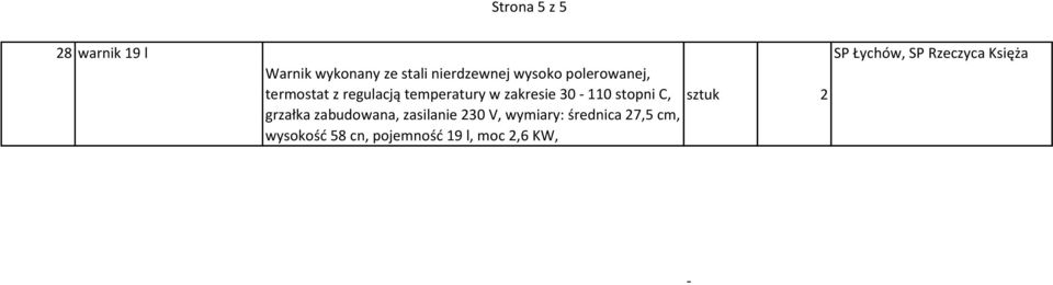 temperatury w zakresie 0-110 stopni C, grzałka zabudowana,