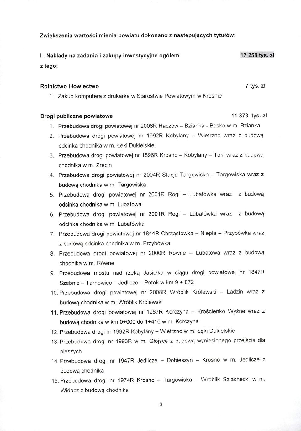 Przebudowa drogi powiatowej nr 1992R Kobylany - Wietrzno wraz z budową odcinka chodnika w m. Łęki Dukielskie 3.