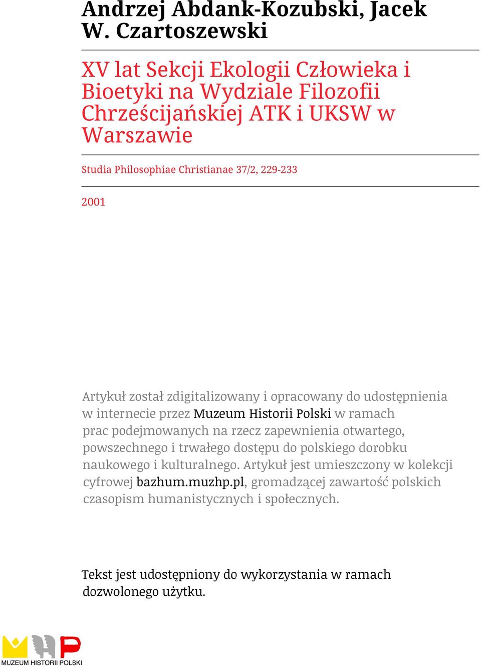 Bioetyki na Wydziale Filozofii Chrześcijańskiej