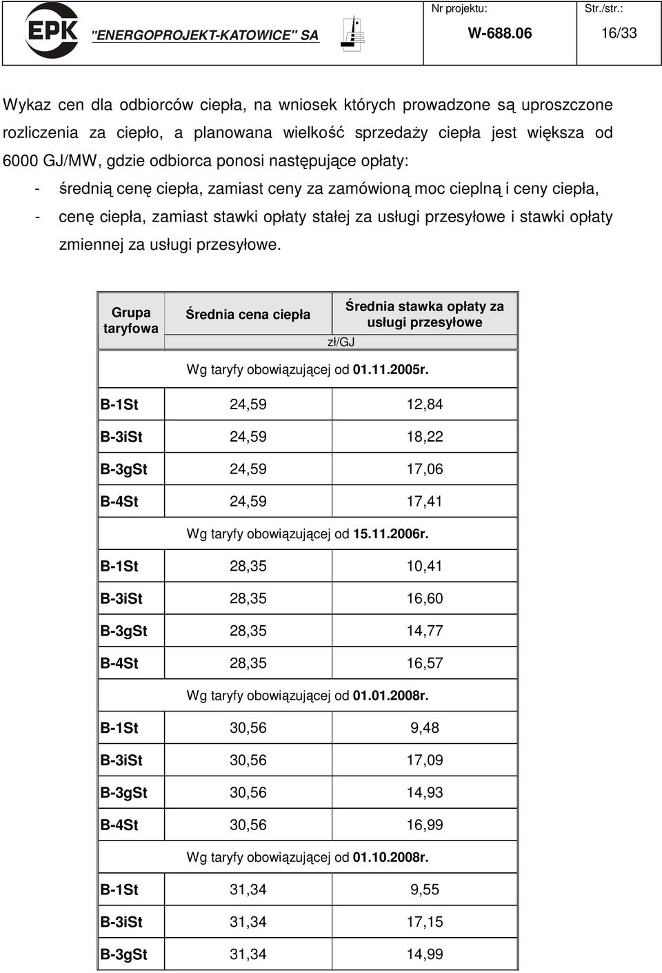 następujące opłaty: - średnią cenę ciepła, zamiast ceny za zamówioną moc cieplną i ceny ciepła, - cenę ciepła, zamiast stawki opłaty stałej za usługi przesyłowe i stawki opłaty zmiennej za usługi