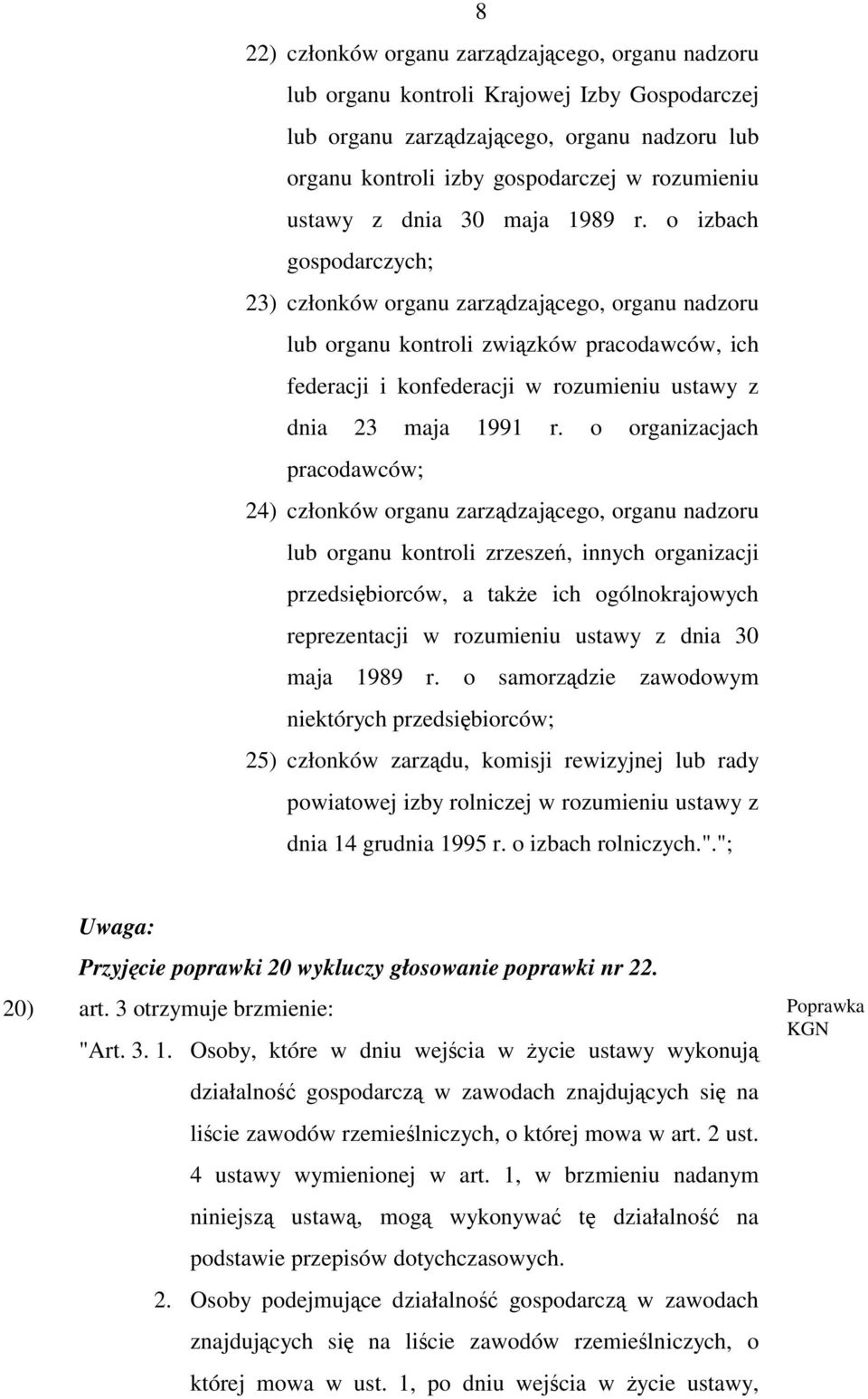 o izbach gospodarczych; 23) członków organu zarządzającego, organu nadzoru lub organu kontroli związków pracodawców, ich federacji i konfederacji w rozumieniu ustawy z dnia 23 maja 1991 r.