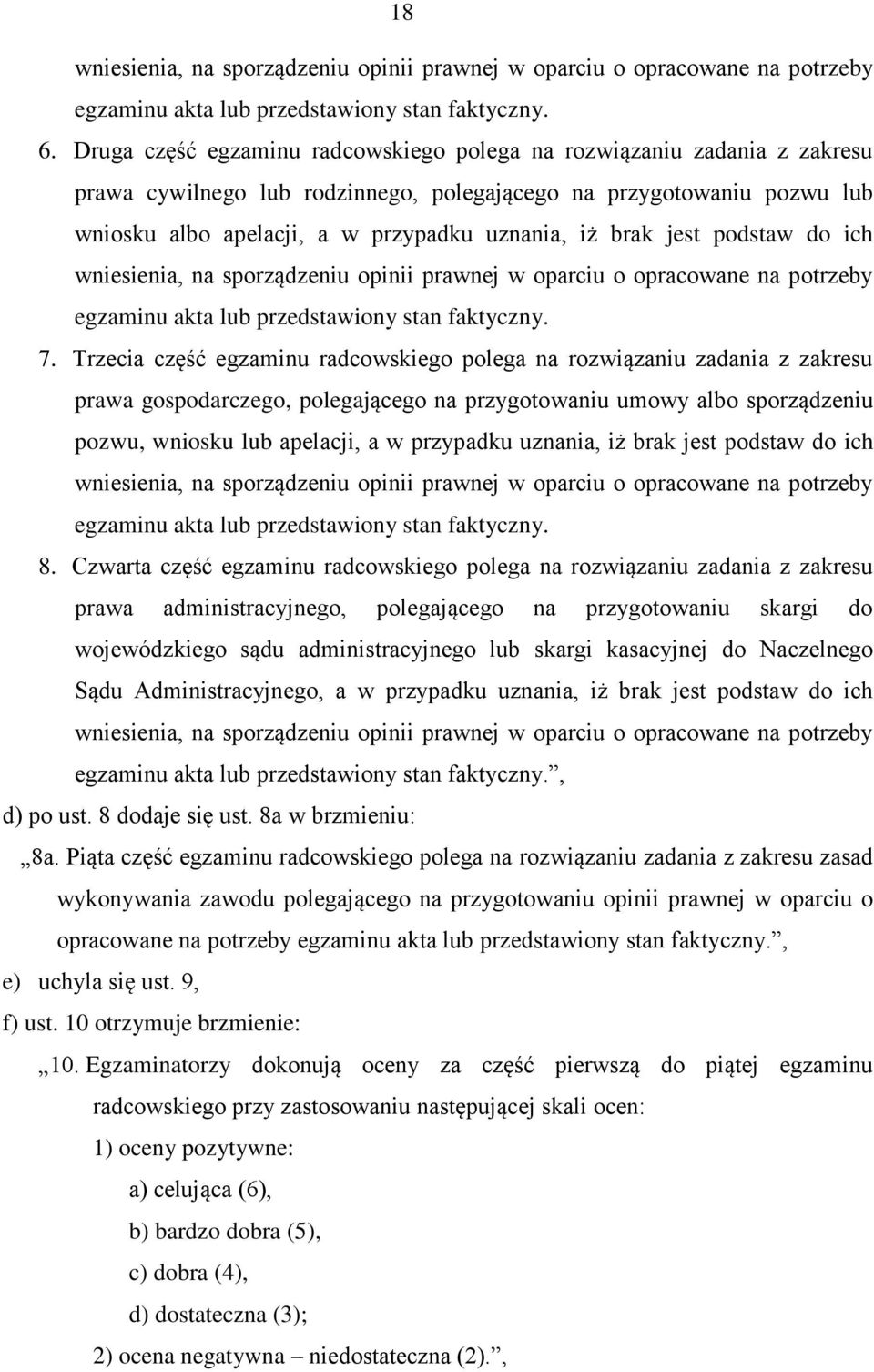 jest podstaw do ich wniesienia, na sporządzeniu opinii prawnej w oparciu o opracowane na potrzeby egzaminu akta lub przedstawiony stan faktyczny. 7.