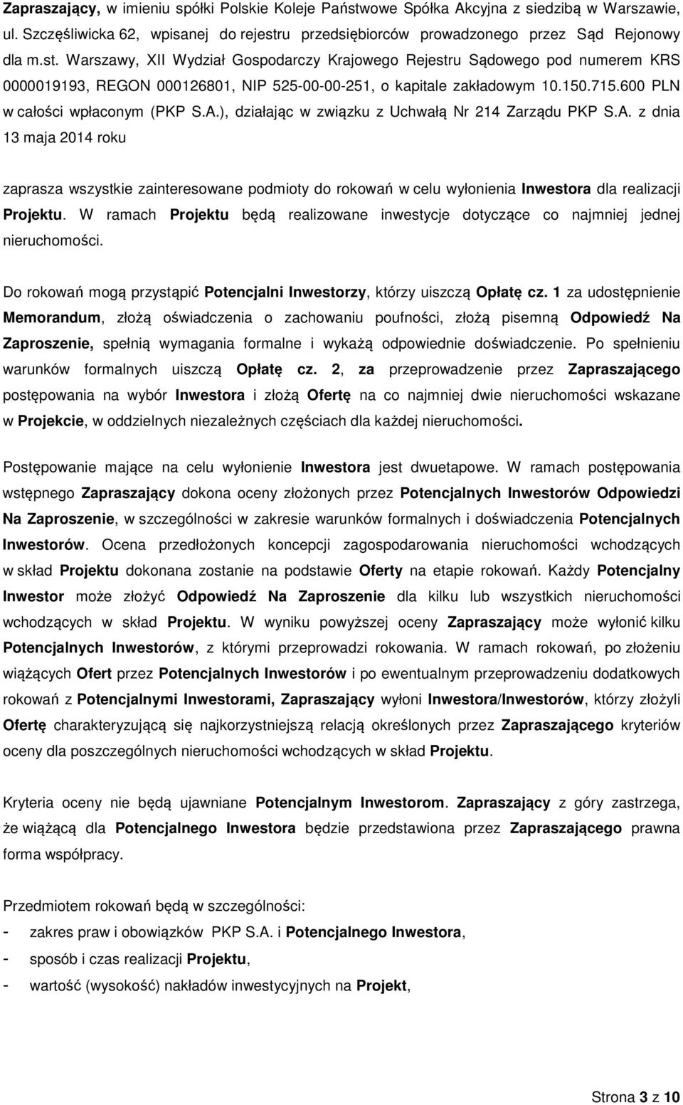 u przedsiębiorców prowadzonego przez Sąd Rejonowy dla m.st.