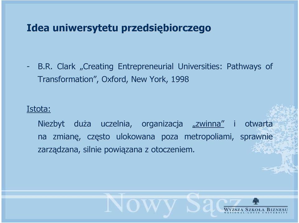 Oxford, New York, 1998 Istota: Niezbyt duża uczelnia, organizacja zwinna i