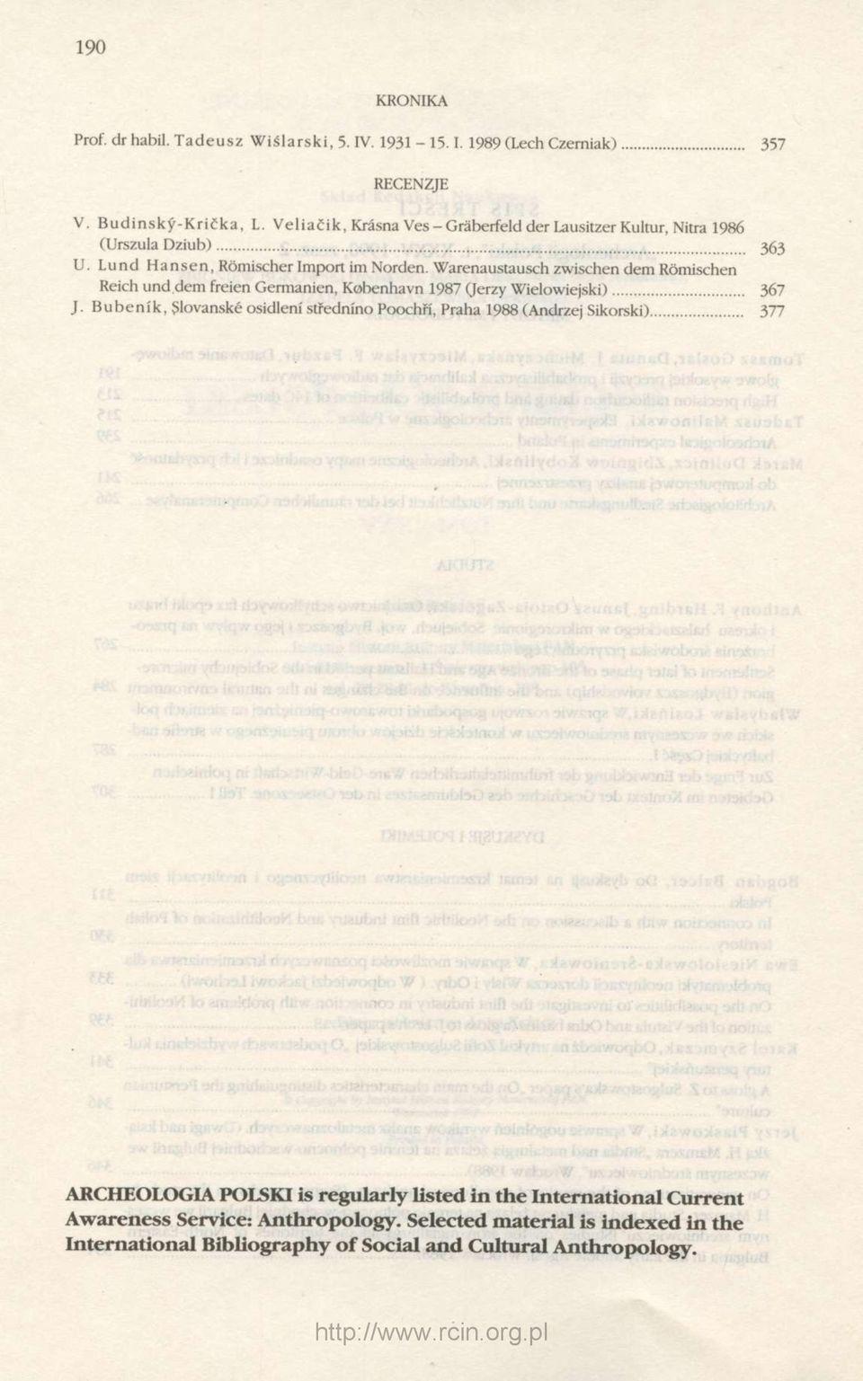 Warenaustausch zwischen dem Römischen Reich und.dem freien Germanien, Kobenhavn 1987 (Jerzy Wielowiejski) 367 J.