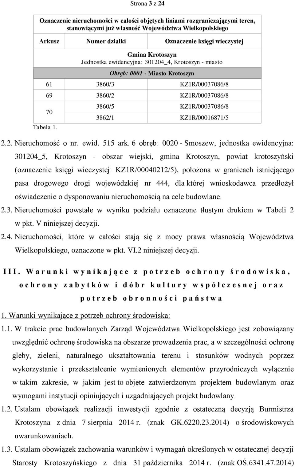 3860/5 KZ1R/00037086/8 3862/1 KZ1R/00016871/5 2.2. Nieruchomość o nr. ewid. 515 ark.