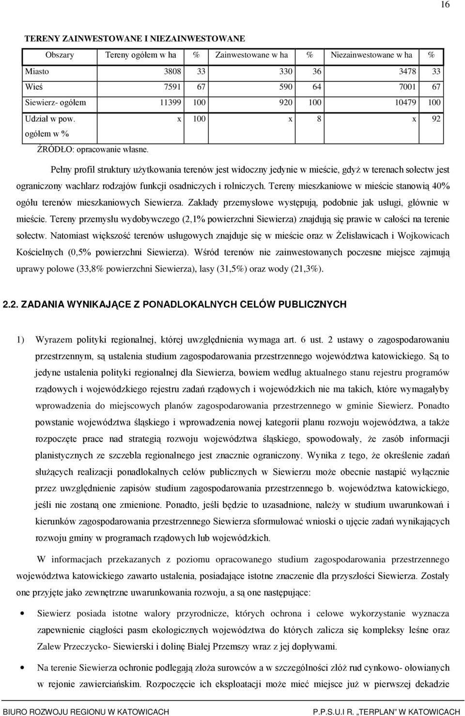 Pełny prfil struktury uŝytkwania terenów jest widczny jedynie w mieście, gdyŝ w terenach słectw jest graniczny wachlarz rdzajów funkcji sadniczych i rlniczych.