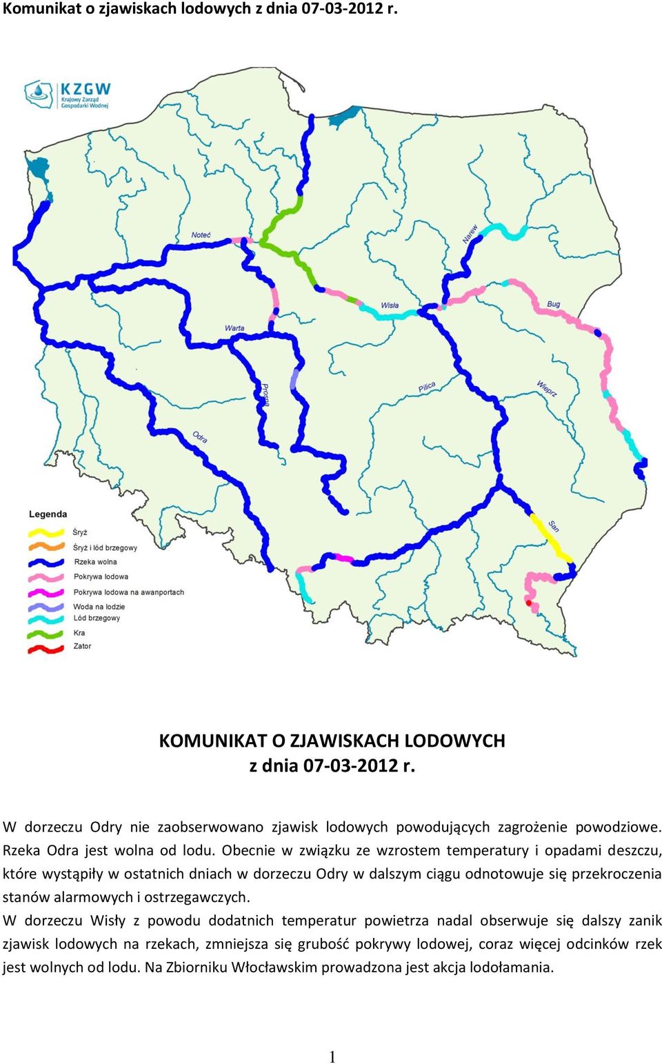 przekroczenia stanów alarmowych i ostrzegawczych.