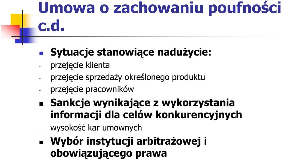 określonego produktu - przejęcie pracowników Sankcje wynikające z