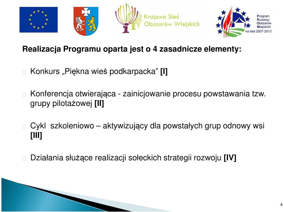 tzw. grupy pilotażowej [II] Cykl szkoleniowo aktywizujący dla powstałych grup