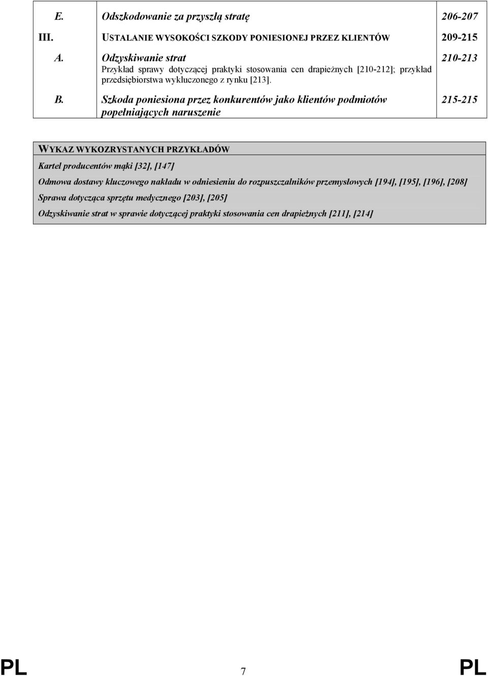 Szkoda poniesiona przez konkurentów jako klientów podmiotów popełniających naruszenie 210-213 215-215 WYKAZ WYKOZRYSTANYCH PRZYKŁADÓW Kartel producentów mąki [32], [147]