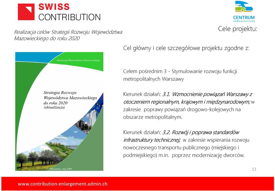 Wzmocnienie powiązań Warszawy z otoczeniem regionalnym, krajowym i międzynarodowym; w zakresie poprawy powiązań drogowo-kolejowych na obszarze