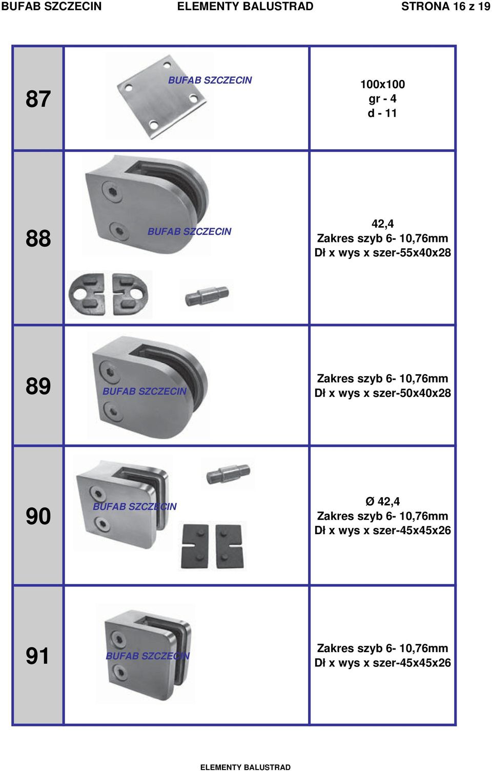 Dł x wys x szer-50x40x28 90 Zakres szyb 6-10,76mm Dł x wys x