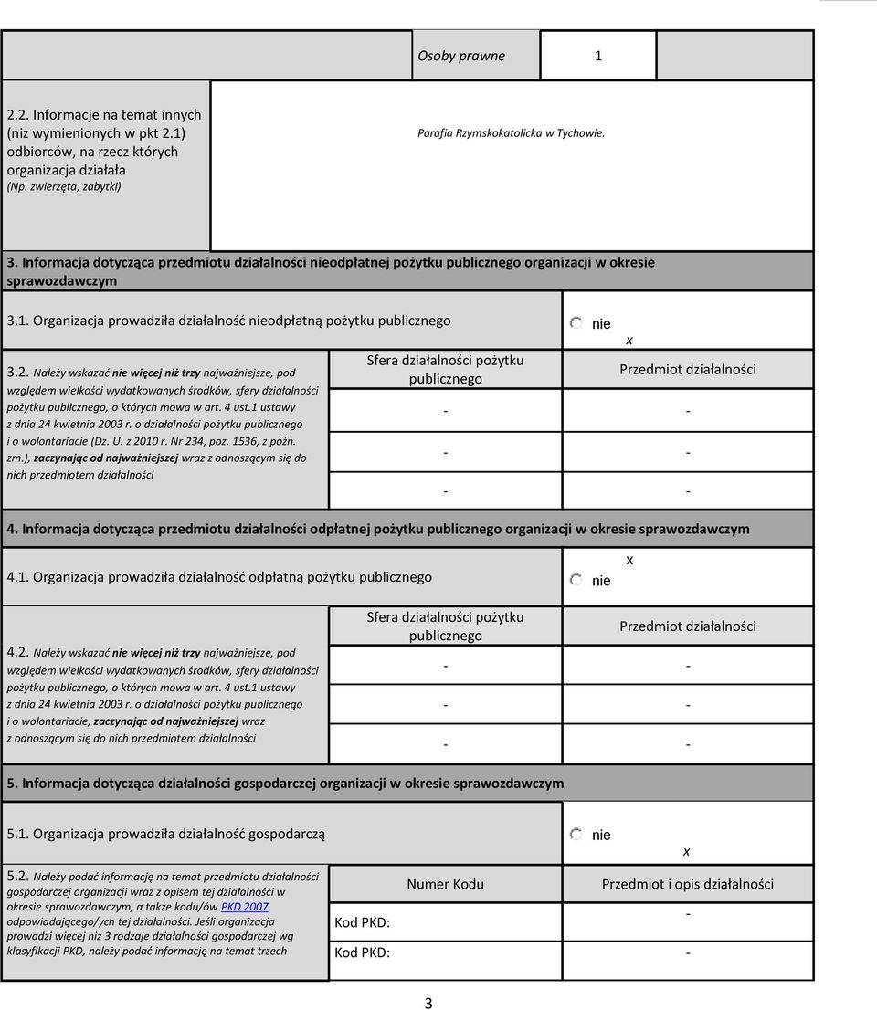 Należy wskazać nie więcej niż trzy najważniejsze, pod względem wielkości wydatkowanych środków, sfery działalności pożytku publicznego, o których mowa w art. 4 ust.1 ustawy z dnia 24 kwietnia 2003 r.
